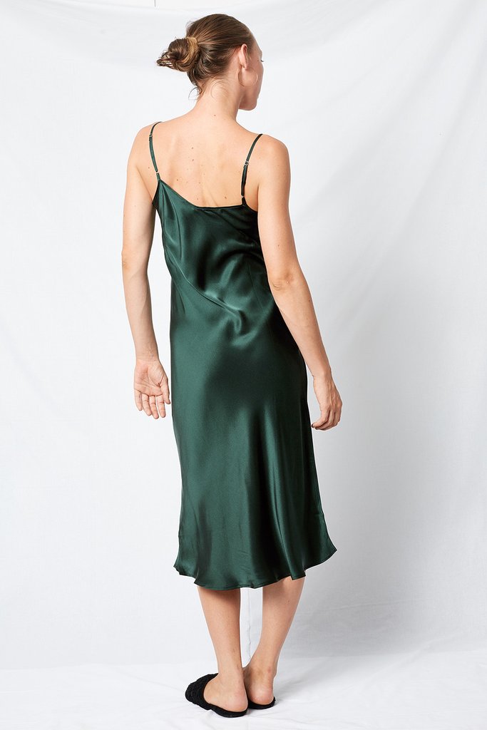 SILK LAUNDRY 90's Silk Slip Dress - Emerald
