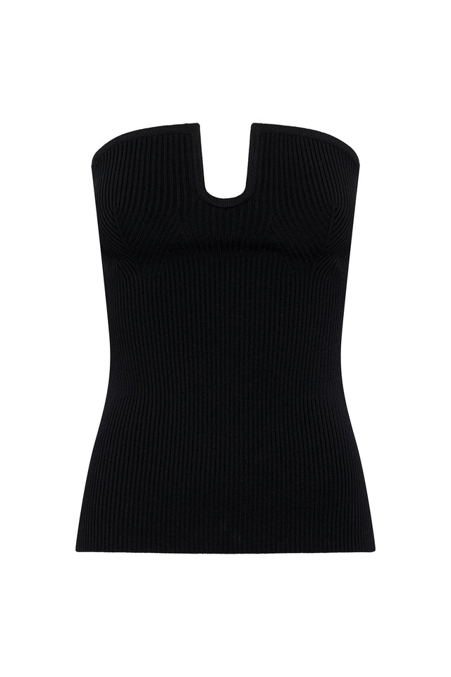CAMILLA AND MARC Delfina Rib Strapless Corset Knit Top - Black -